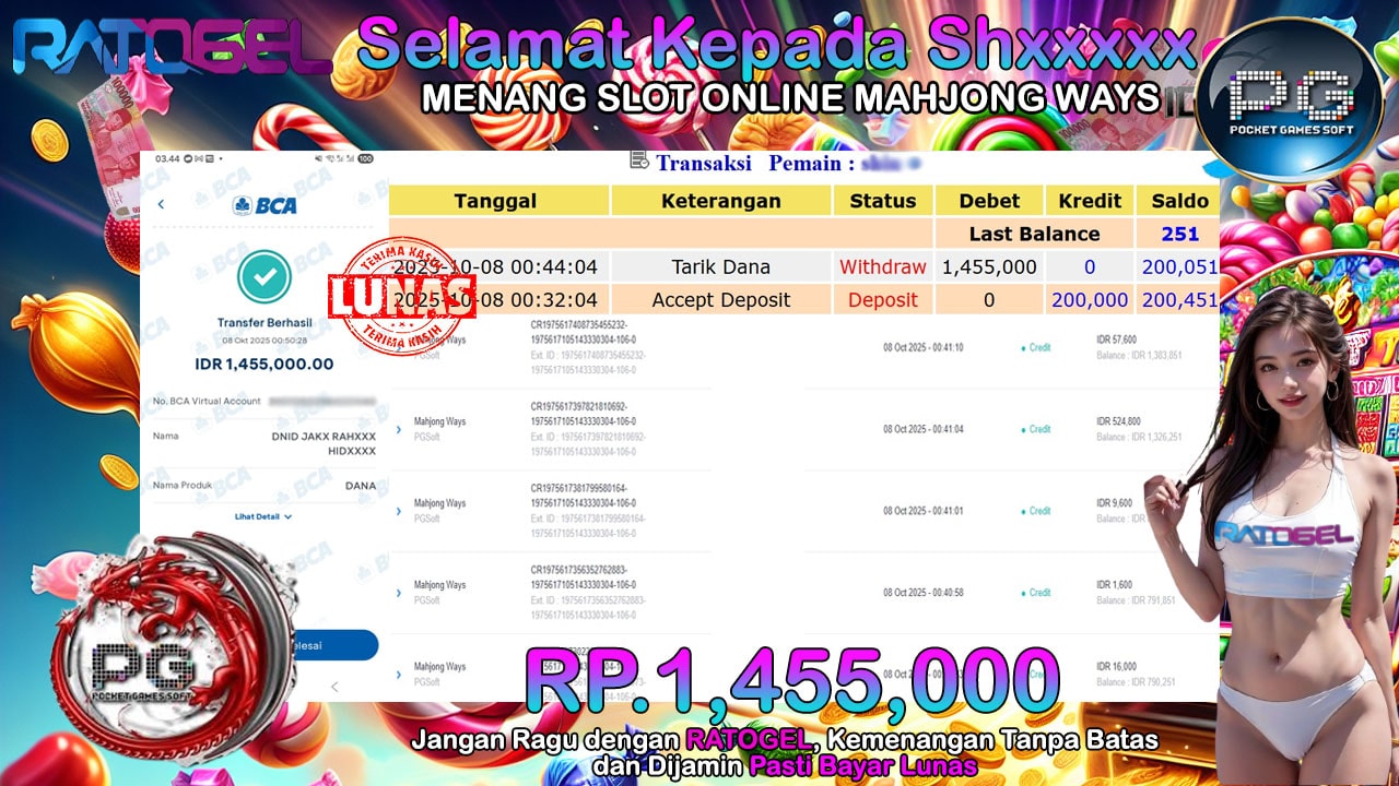 BUKTI JACKPOT SLOT MAHJONG WAYSTERPERCAYA DI INDONESIA TGL 08-10-2025