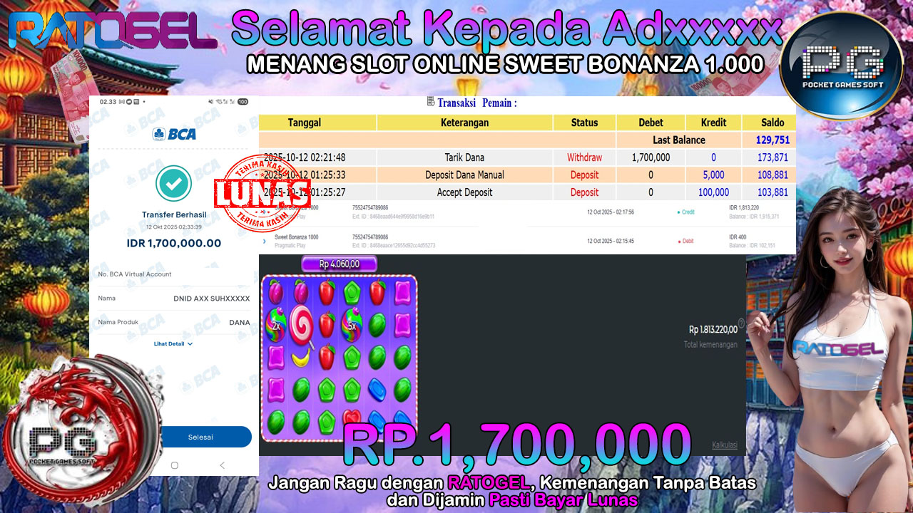 BUKTI JACKPOT SLOT SWEET BONANZA 1.000 TERPERCAYA DI INDONESIA TGL 12-10-2025