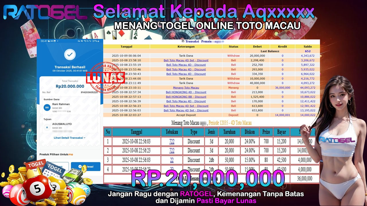 BUKTI JACKPOT TOGEL ONLINE TOTO MACAU TERPERCAYA DI INDONESIA TGL 09-10-2025