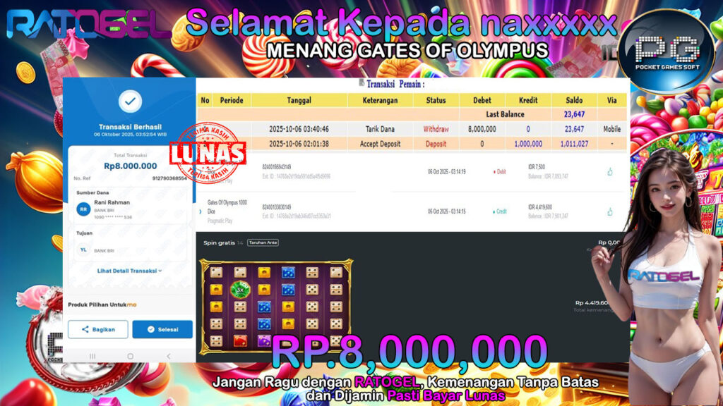 BUKTI JACKPOT SLOT GATES OF OLYMPUS 1000 DICE TERPERCAYA DI INDONESIA TGL 06-10-2025